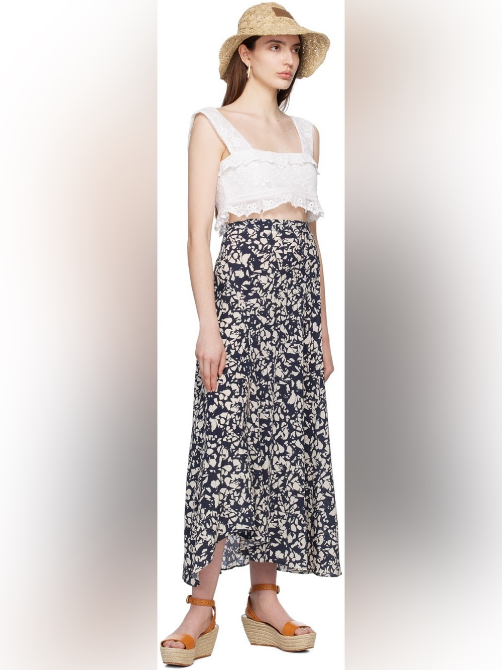 Isabel Marant Sakura Silk Midi Skirt SS21 Boho Asymmetric Size 36 / US 4